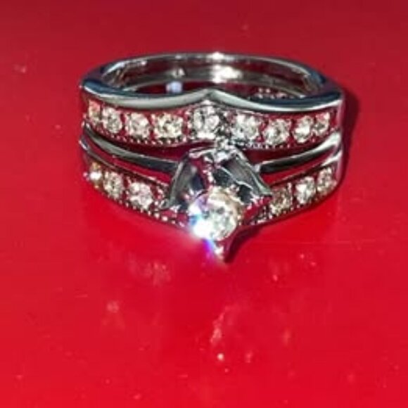 UNCAS Sterling Silver Cubic Zirconia Wedding Ring and Jacket Set Size 8 - Picture 4 of 9